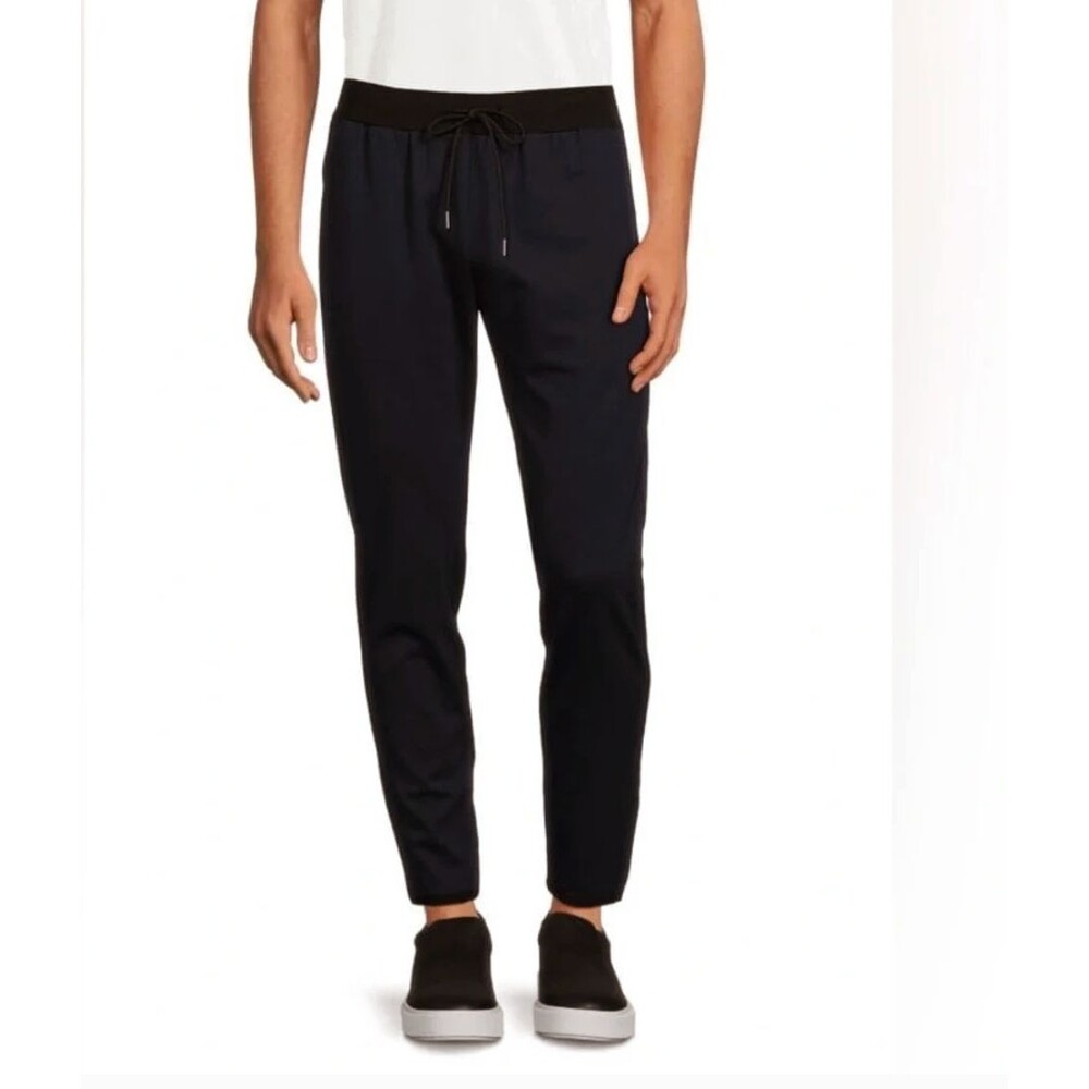 Theory Demir SW Plinth 4 Drawstring Pants Mens M Black Knit Jogger Trousers